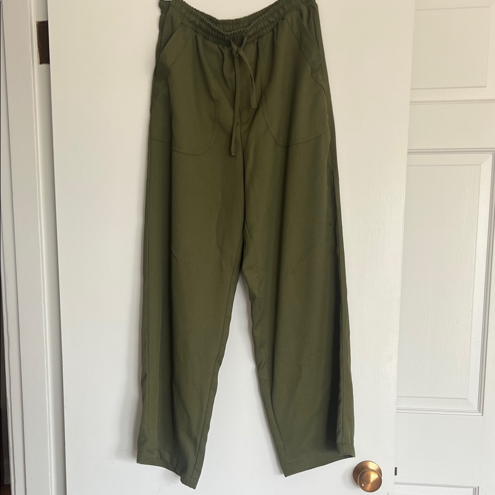 Women's Olive Green Drawstring Casual Pants